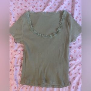 green lacy top